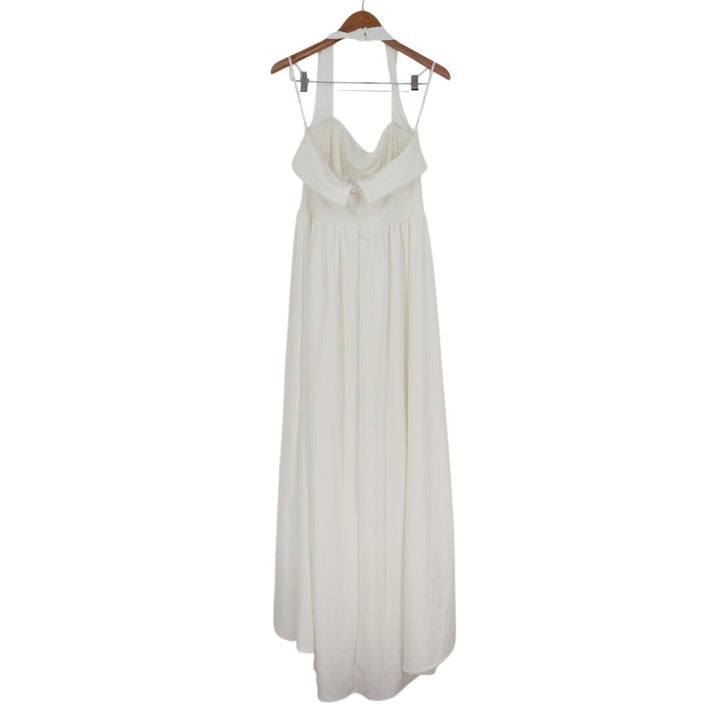 Lulus Telia Maxi Dress Womens XL White Stretch Halter Neck Basque Waist Back Zip