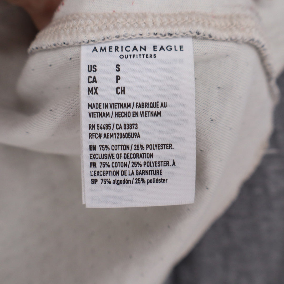 American Eagle Mens Gray Thermal Waffle Knit Long Sleeve Shirt Small
