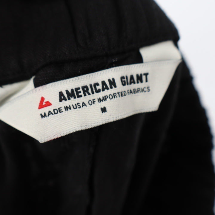American Giant Black 100 Linen Elastic Waist Cropped Pants Size M