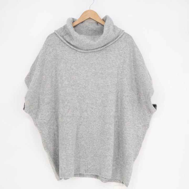 Cicy Bell Sweater Womens L Heather Gray Stretch Turtleneck Sleeveless Pullover