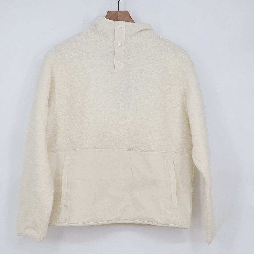 Allbirds Fluff Fleece Jacket Women Small White Pockets Cozy Quarter Snap Outdoor