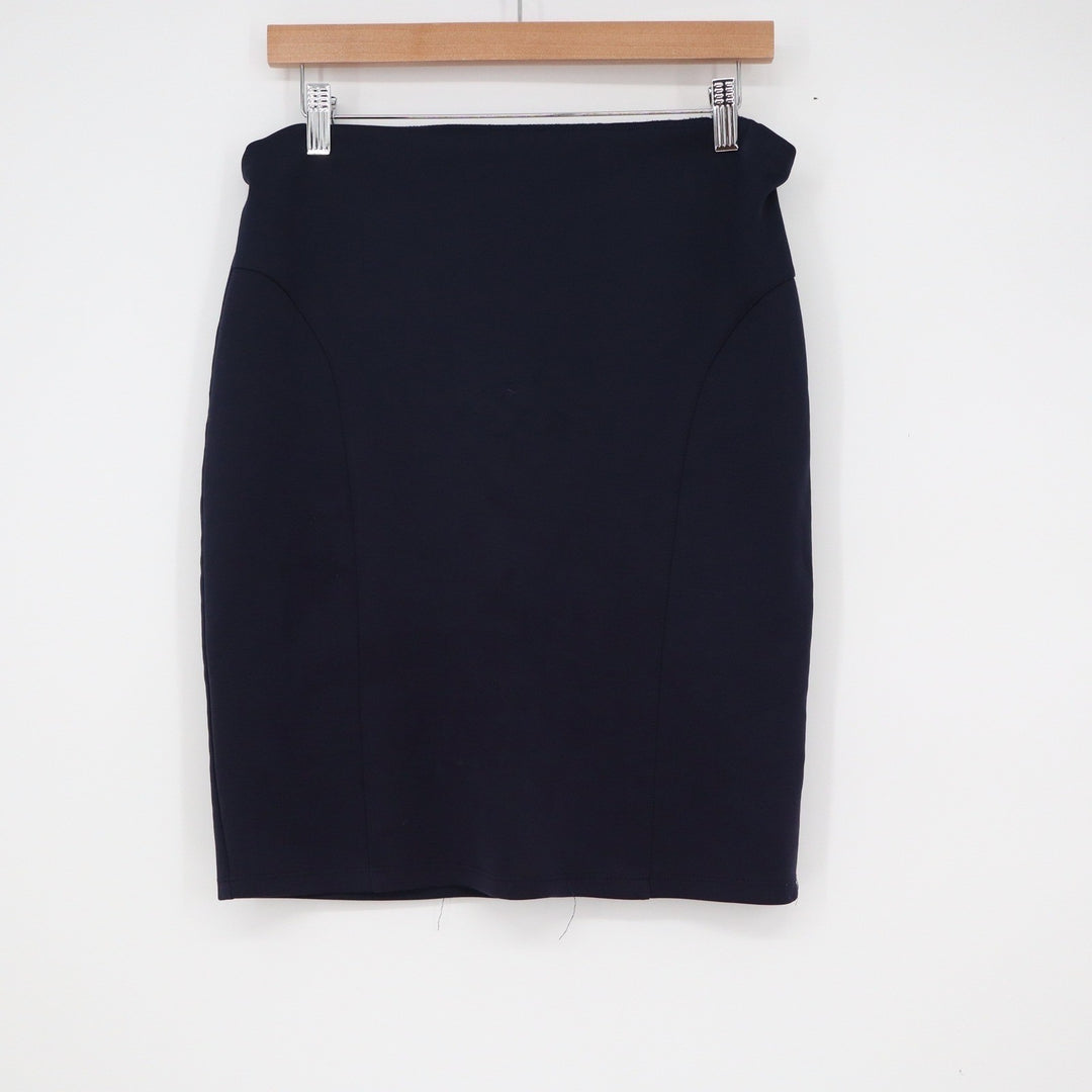 Womens Navy Blue High Waisted Pencil Skirt Stretch Career Workwear Size Medium
