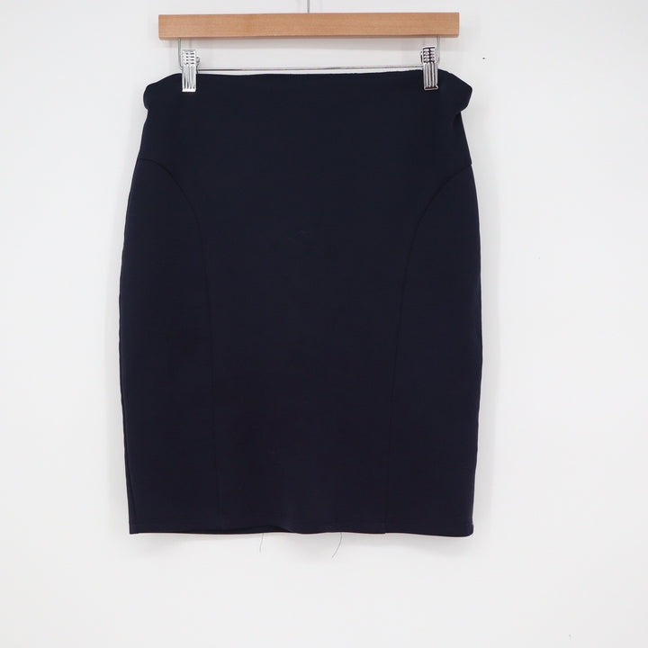 Womens Navy Blue High Waisted Pencil Skirt Stretch Career Workwear Size Medium