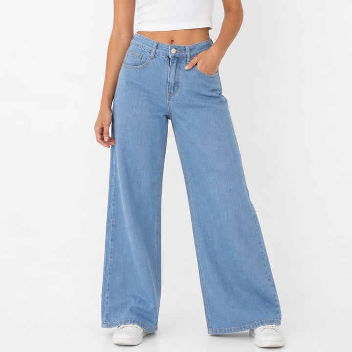 Fashion Jeans Light Wash High Waisted Wide Leg Denim Pants Size Small