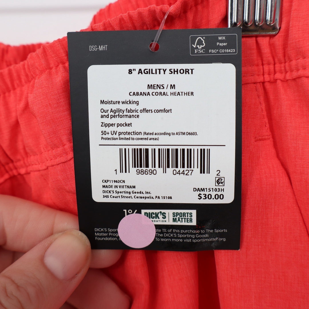 DSG Mens 8 Inch Agility Short Cabana Coral Heather Orange Medium