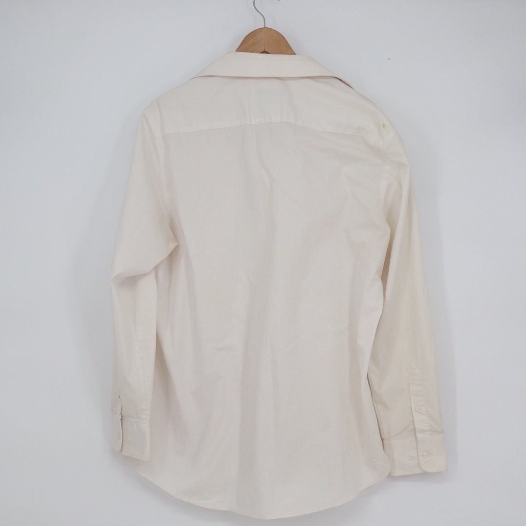 Haggar Mens Slim Fit Dress Shirt Cream Long Sleeve Stretch Cotton 16-16.5 34/35