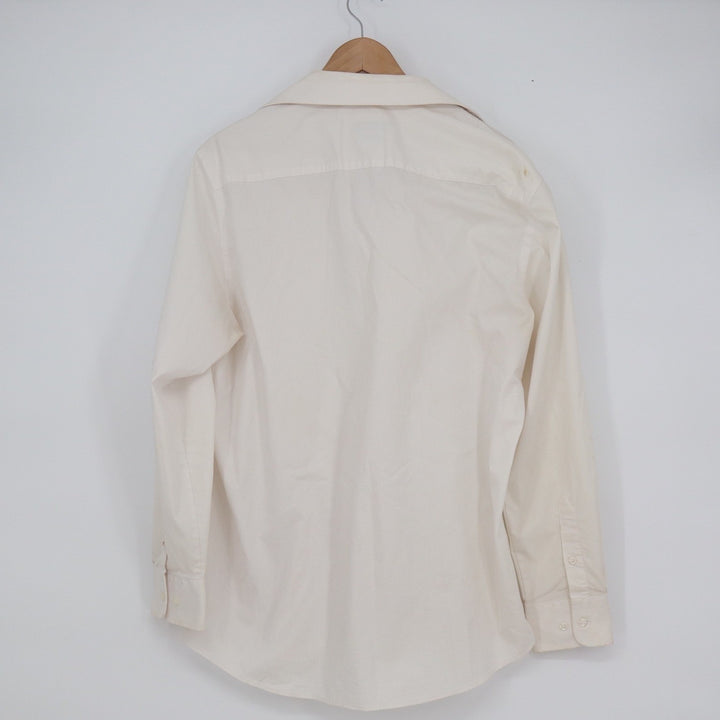 Haggar Mens Slim Fit Dress Shirt Cream Long Sleeve Stretch Cotton 16-16.5 34/35