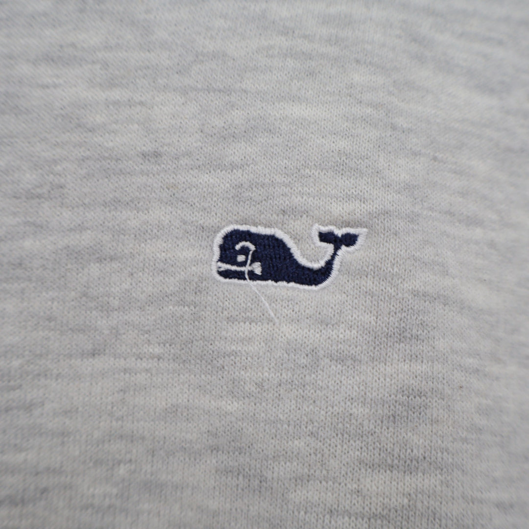 Vineyard Vines Mens Gray Heather Quarter Zip Whale Logo Pullover Sweater Size L