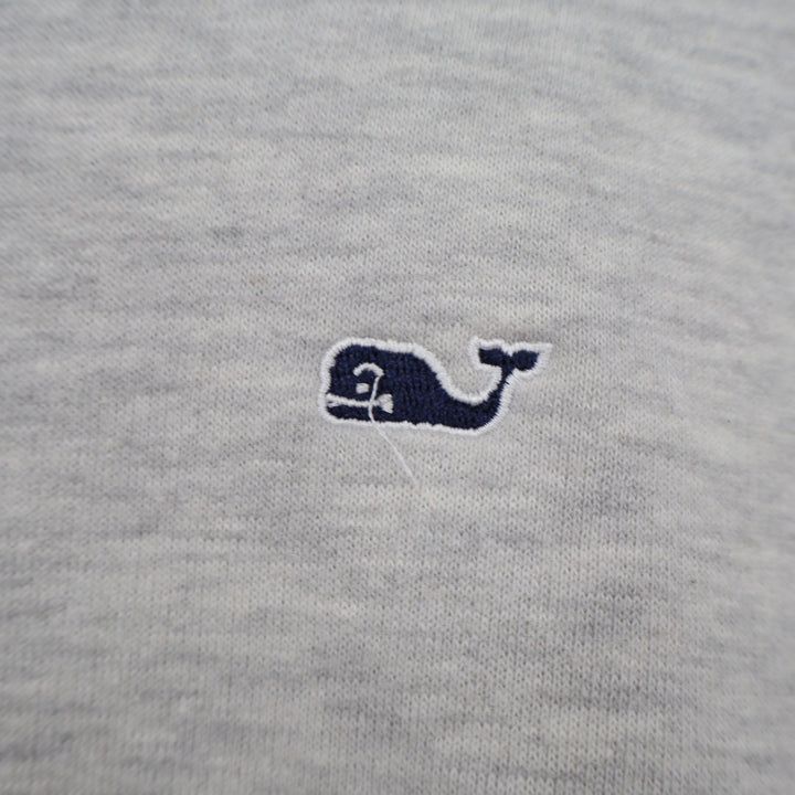 Vineyard Vines Mens Gray Heather Quarter Zip Whale Logo Pullover Sweater Size L