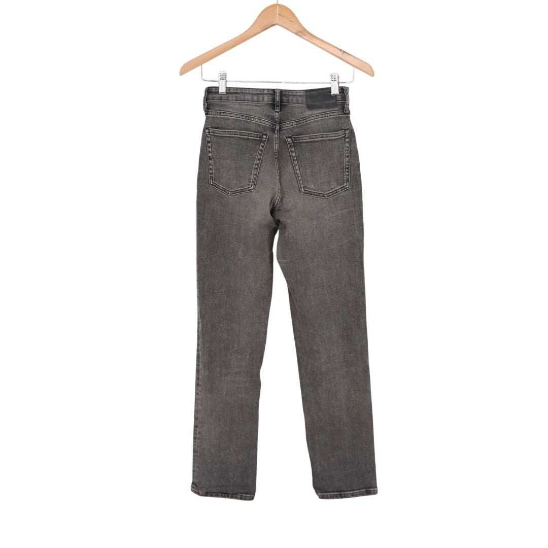 Everlane The High Rise Straight Jeans Womens 25 Gray Cotton Stretch Medium Wash