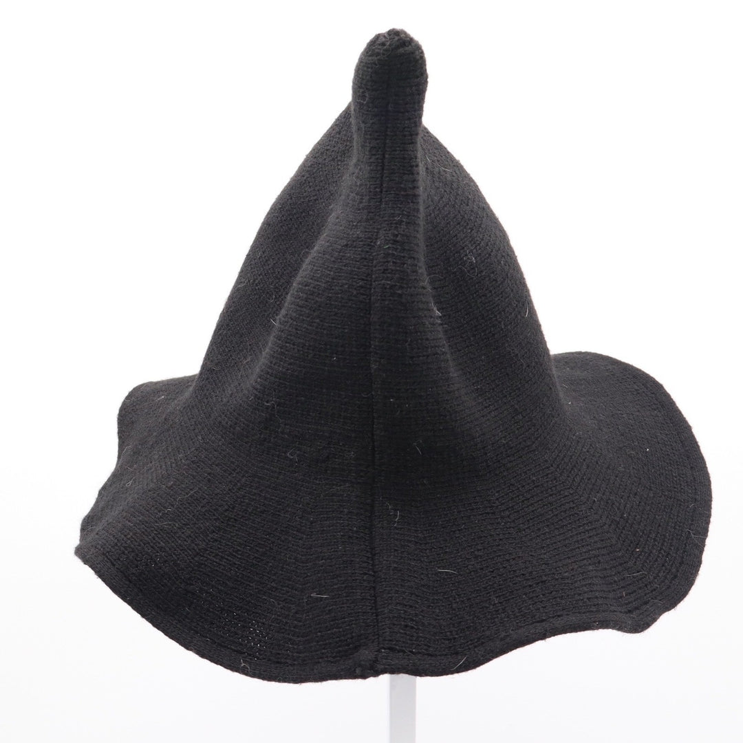 Black Knit Pointed Witch Hat Wide Brim Whimsigoth Costume Accessory