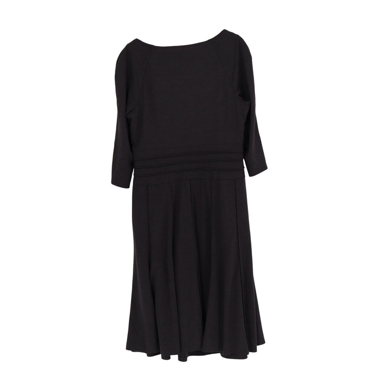 Jones New York Dress Woman Black Pleated Surplice Midi Dress 14W 3/4 Sleeve