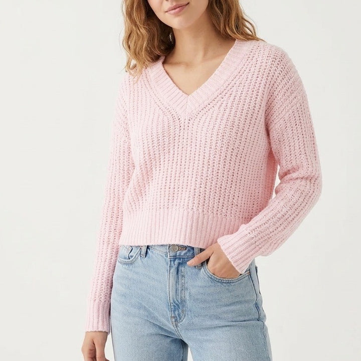 State of Day Intimates Pajama Top Womens Small Baby Pink Waffle Knit Sleepwear