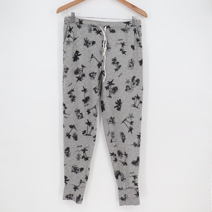 Hurley Gray Tropical Palm Tree Floral Print Jogger Sweatpants Size L