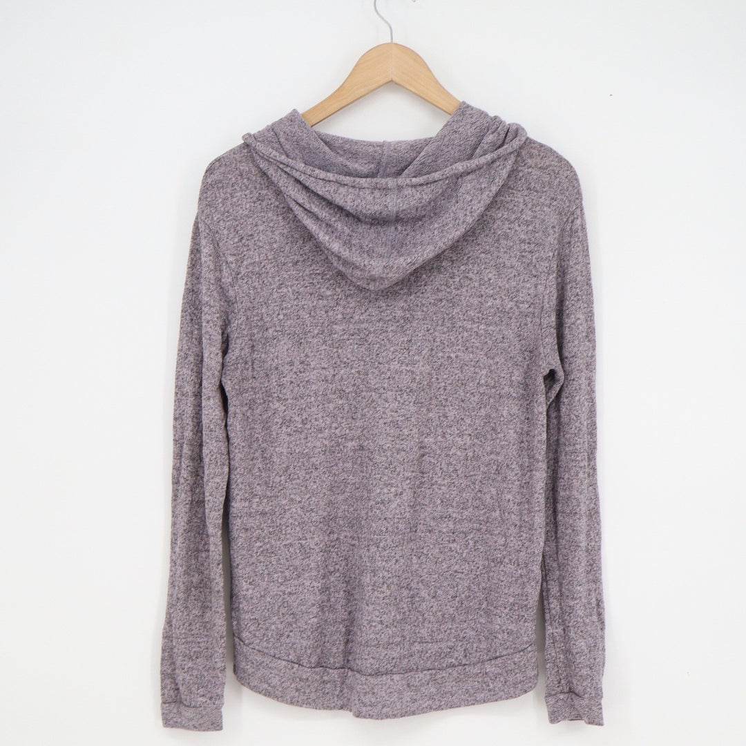Harlowe & Graham Womens Medium Purple Grey Marled Knit Pullover Hoodie