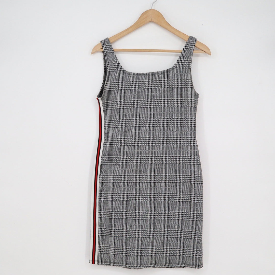 Papaya Women's Grey Glen Plaid Side Stripe Body-con Mini Dress Size L
