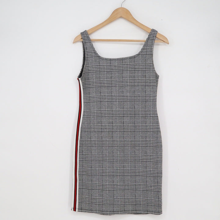 Papaya Women's Grey Glen Plaid Side Stripe Body-con Mini Dress Size L
