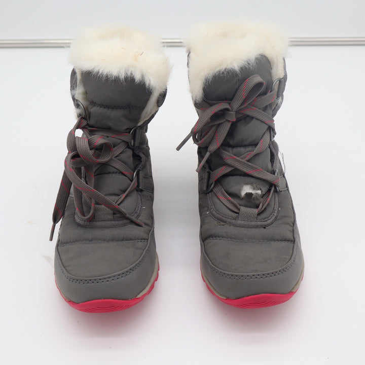 Sorel Whitney Short Lace Grey Pink Waterproof Winter Snow Boots Womens 6.5