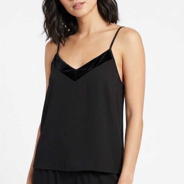 Linea Donatella Camisole Top Womens M Black Stretch Adjustable Strap Pullover