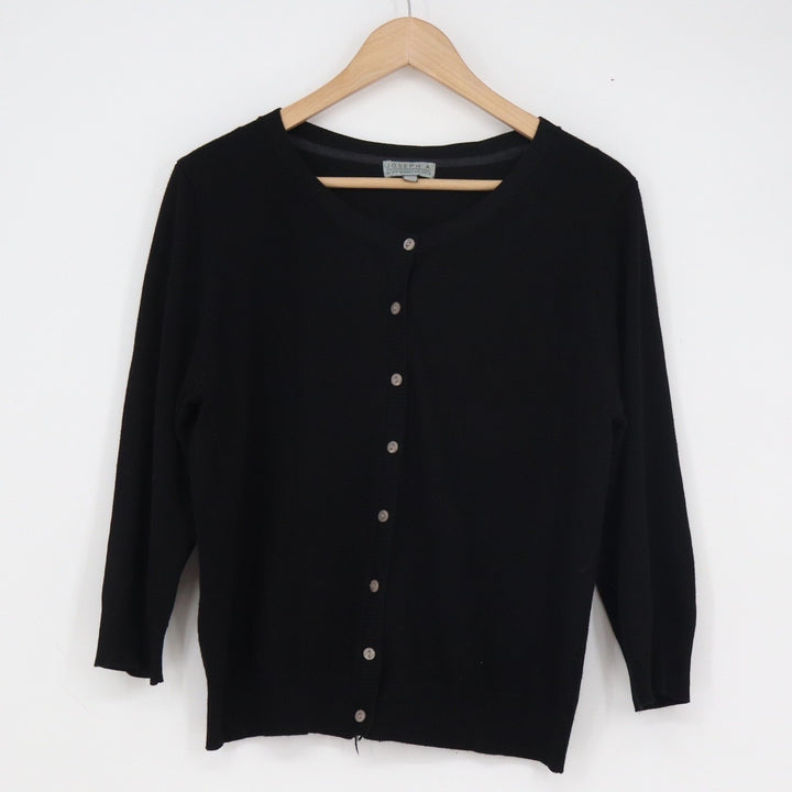Joseph A Black Button Front Cardigan Sweater XL 3/4 Sleeve Rayon Blend