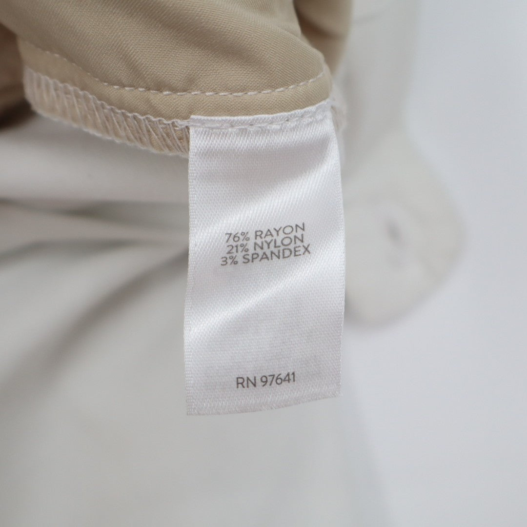 J. Jill Wearever Collection Refined Woven Trousers Womens 12 Beige Rayon Stretch