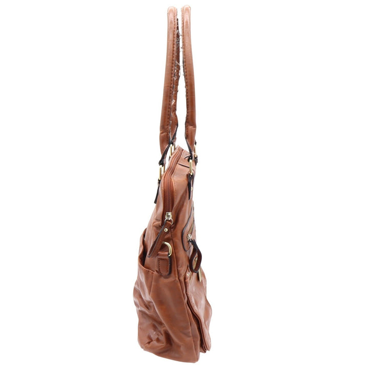 Style & Co Shoulder Bag Women's OS Cognac Multi-Pocket Faux Leather Fair
