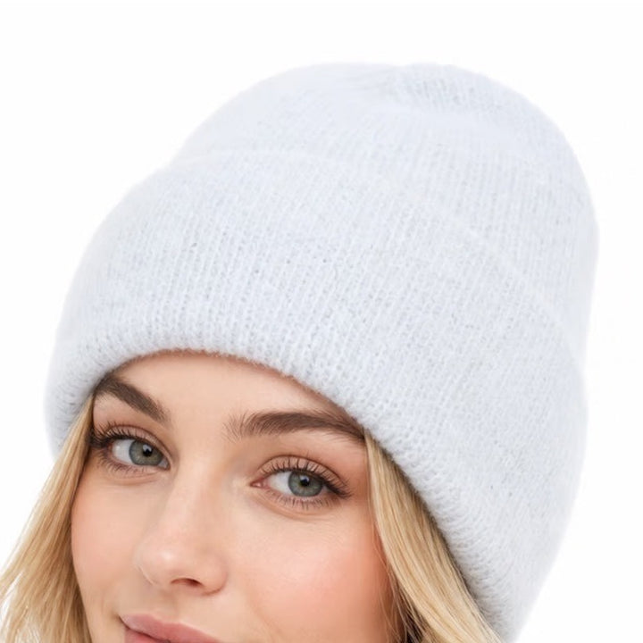 Calia Luxe Beanie Light Blue Soft Fuzzy Knit Cuffed Winter Hat