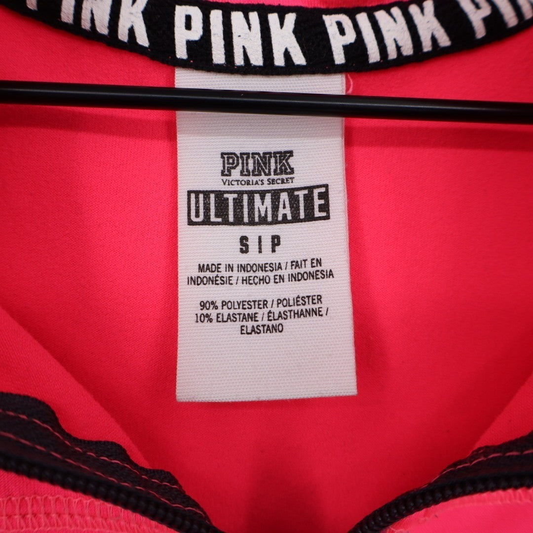 Pink Victoria's Secret Ultimate Jacket Womens S Pink Black Stretch Quarter Zip