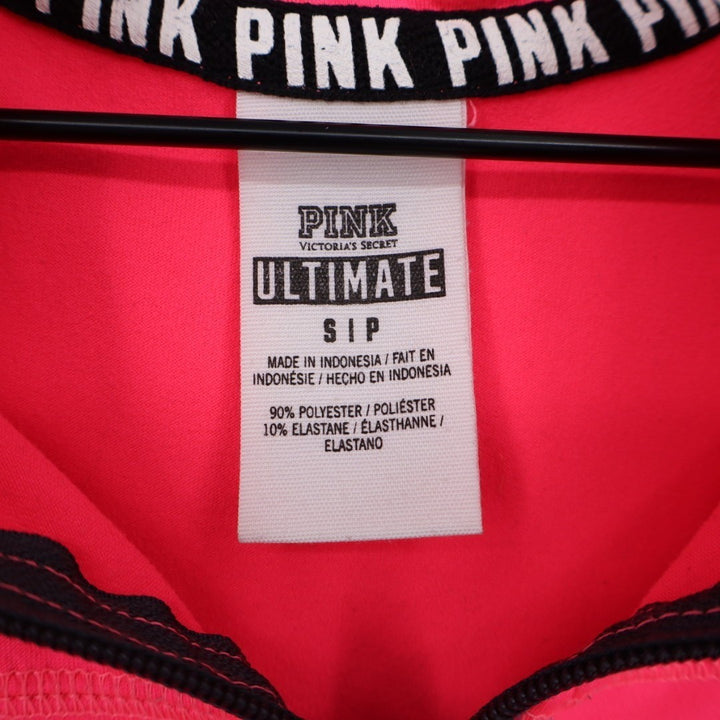 Pink Victoria's Secret Ultimate Jacket Womens S Pink Black Stretch Quarter Zip