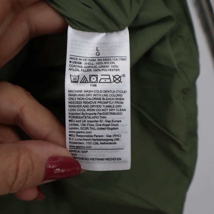 Gap ColdControl Puffer Vest Mens Large Olive Green Water Resistant Quilted Zip