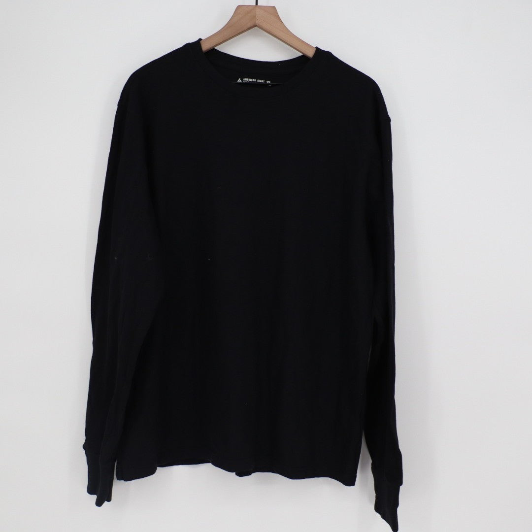 American Giant T-Shirt Mens XL Black Cotton Crew Neck Long Sleeve Street Wear