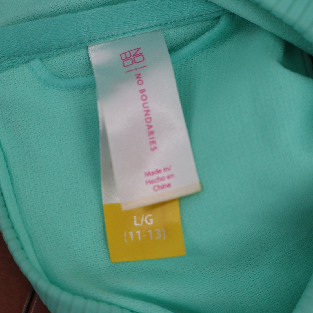 No Boundaries Mint Green Ribbed Front Tie Bikini Top Size L 11-13 Bralette Swim