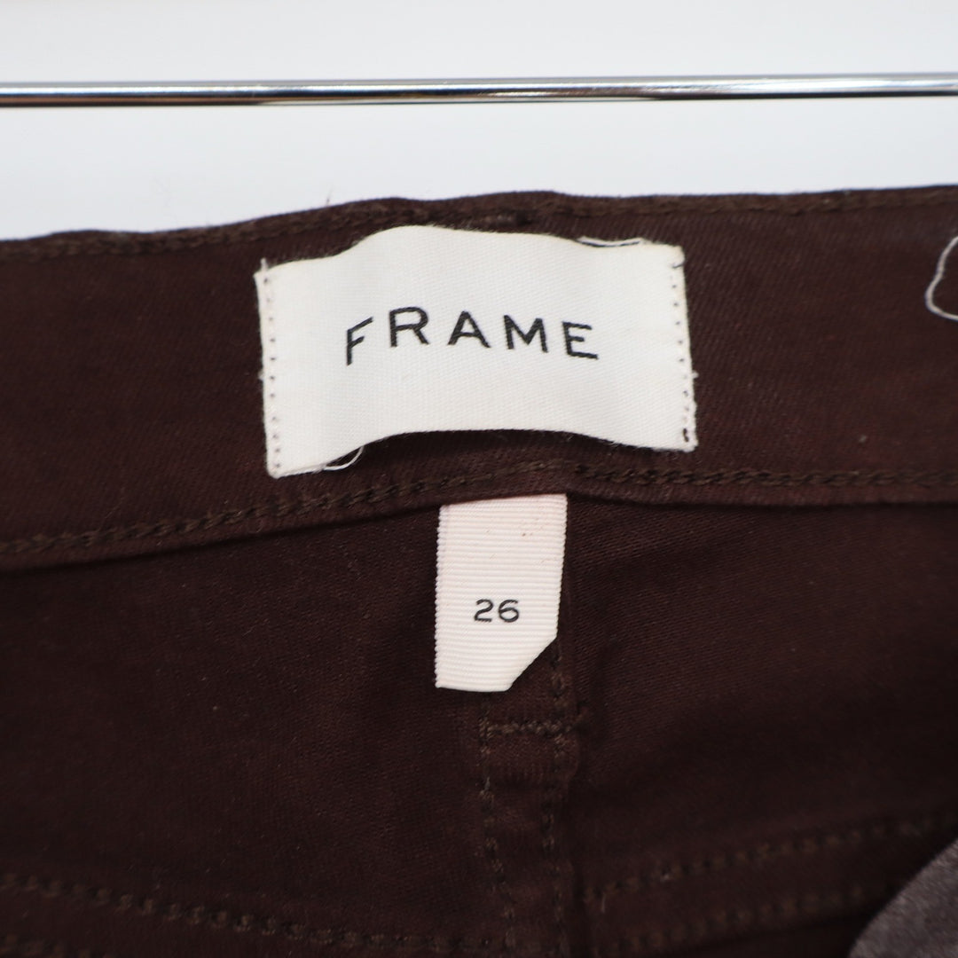 FRAME Jeans Womens 26 Le Skinny de Jeanne Mahogany Brown Coated Waxed Excellent