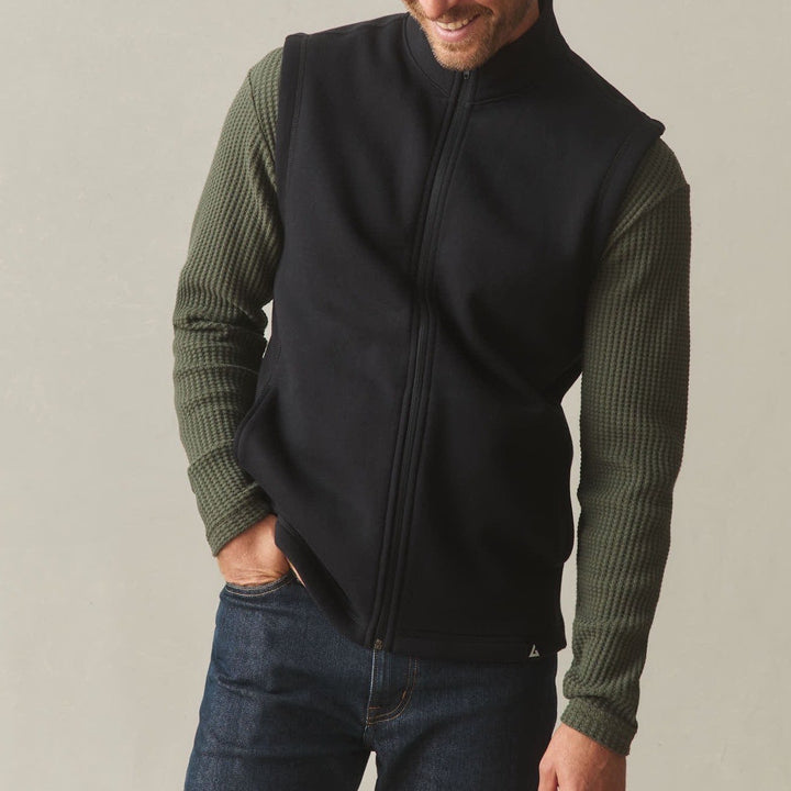American Giant Midweight Vest Men's Large Black Full Zip Cotton Fleece Lined