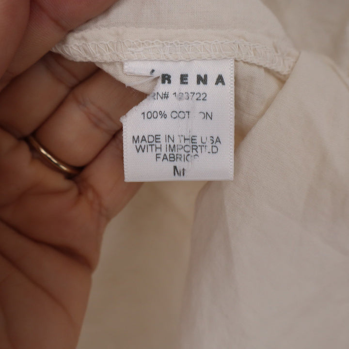 Xirena Beau Cotton Button Down Shirt Cream Ivory Long Sleeve Made in USA Size M
