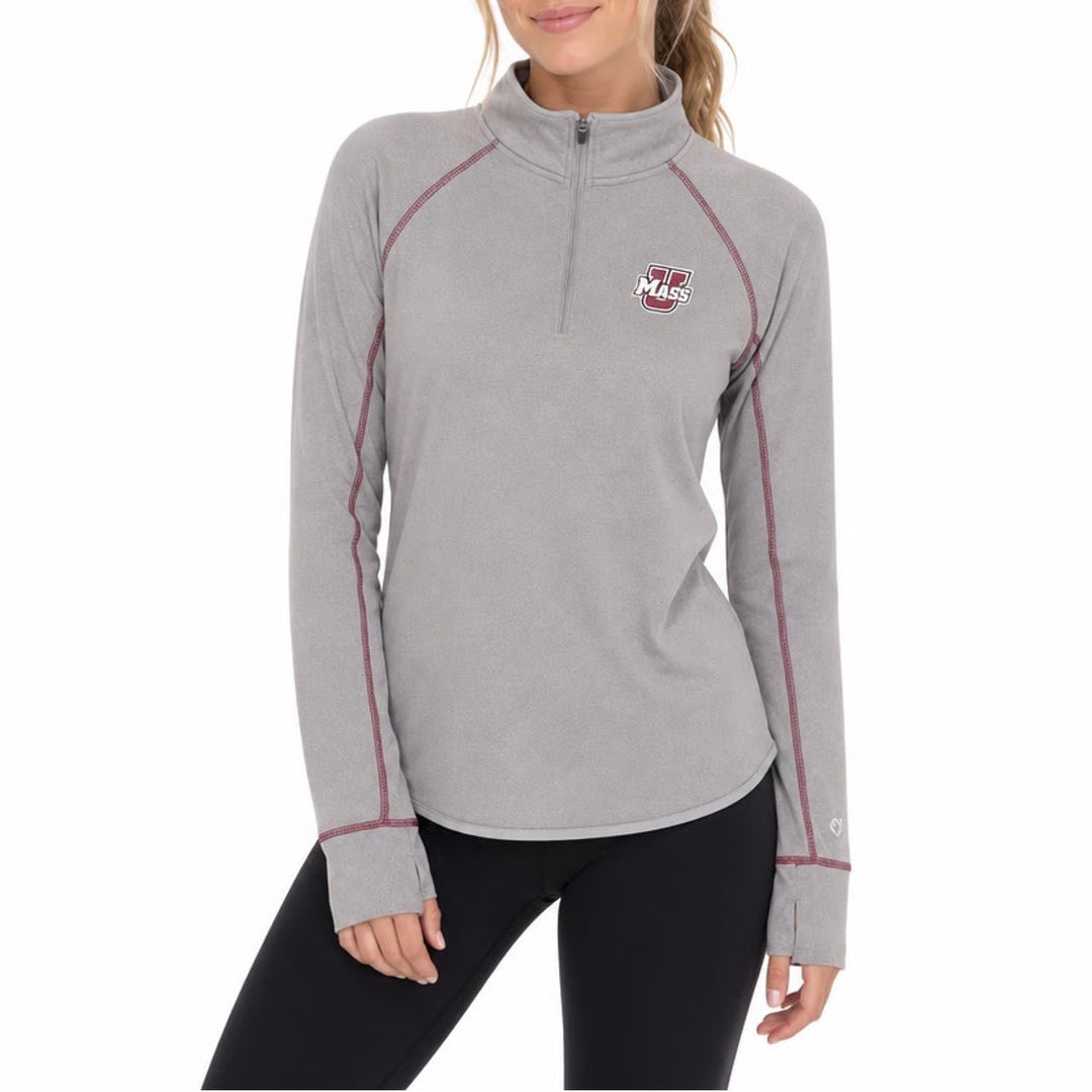 Colosseum UMass Minutemen Womens Gray VP Stingray 1/4 Zip Pullover S