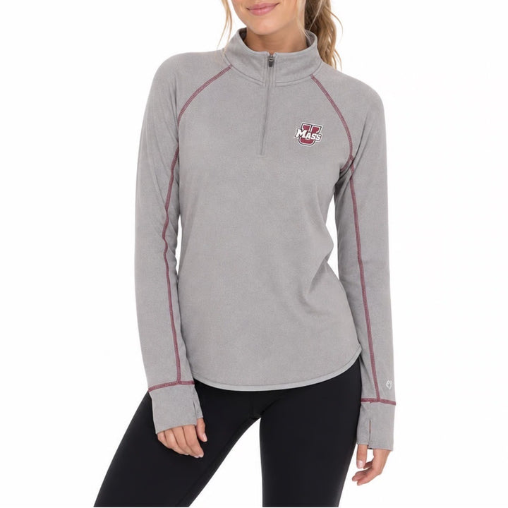 Colosseum UMass Minutemen Womens Gray VP Stingray 1/4 Zip Pullover S