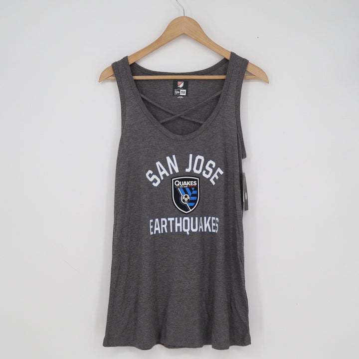 New Era San Jose Earthquakes MLS Tank Top Womens Large Gray Strappy Criss Cross