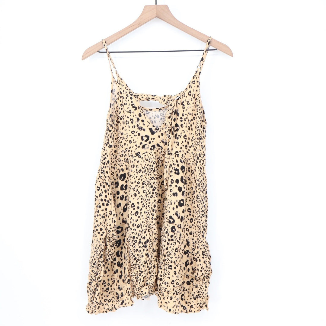 Wishlist Apparel Leopard Print Cami Mini Dress Tan Black Small