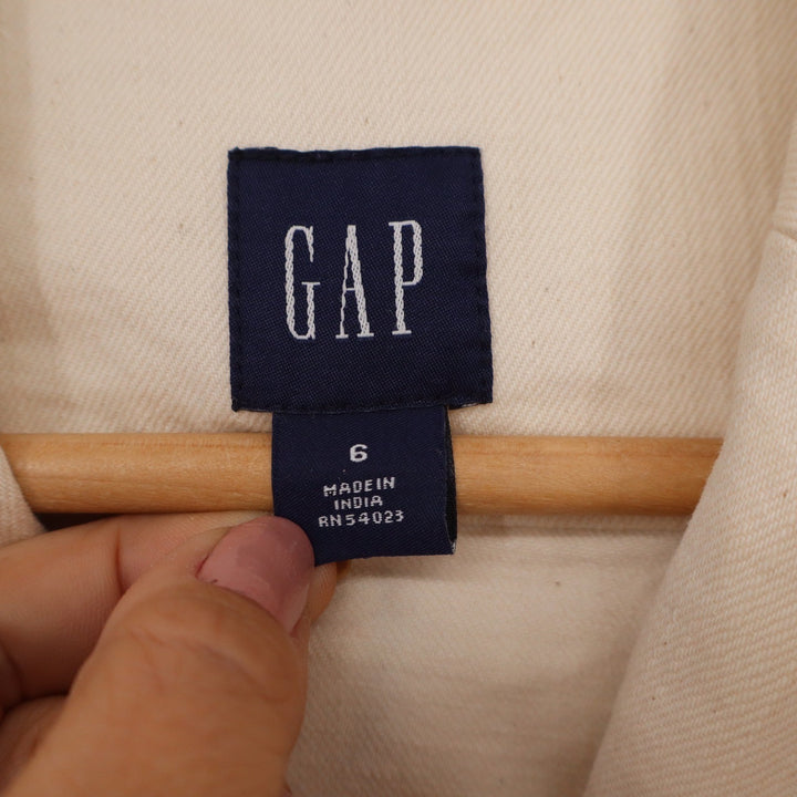 GAP Womens Utility Field Jacket Cream Cotton Stretch Button Front Size 6