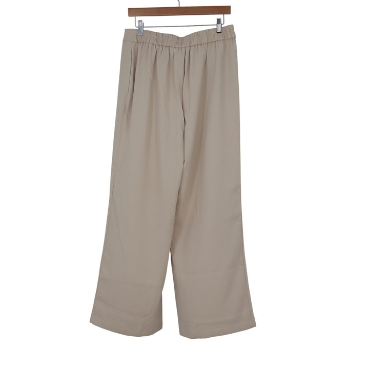 BTFBM Womens Beige Wide Leg High Waisted Elastic Back Dress Pants Size 12 NEW