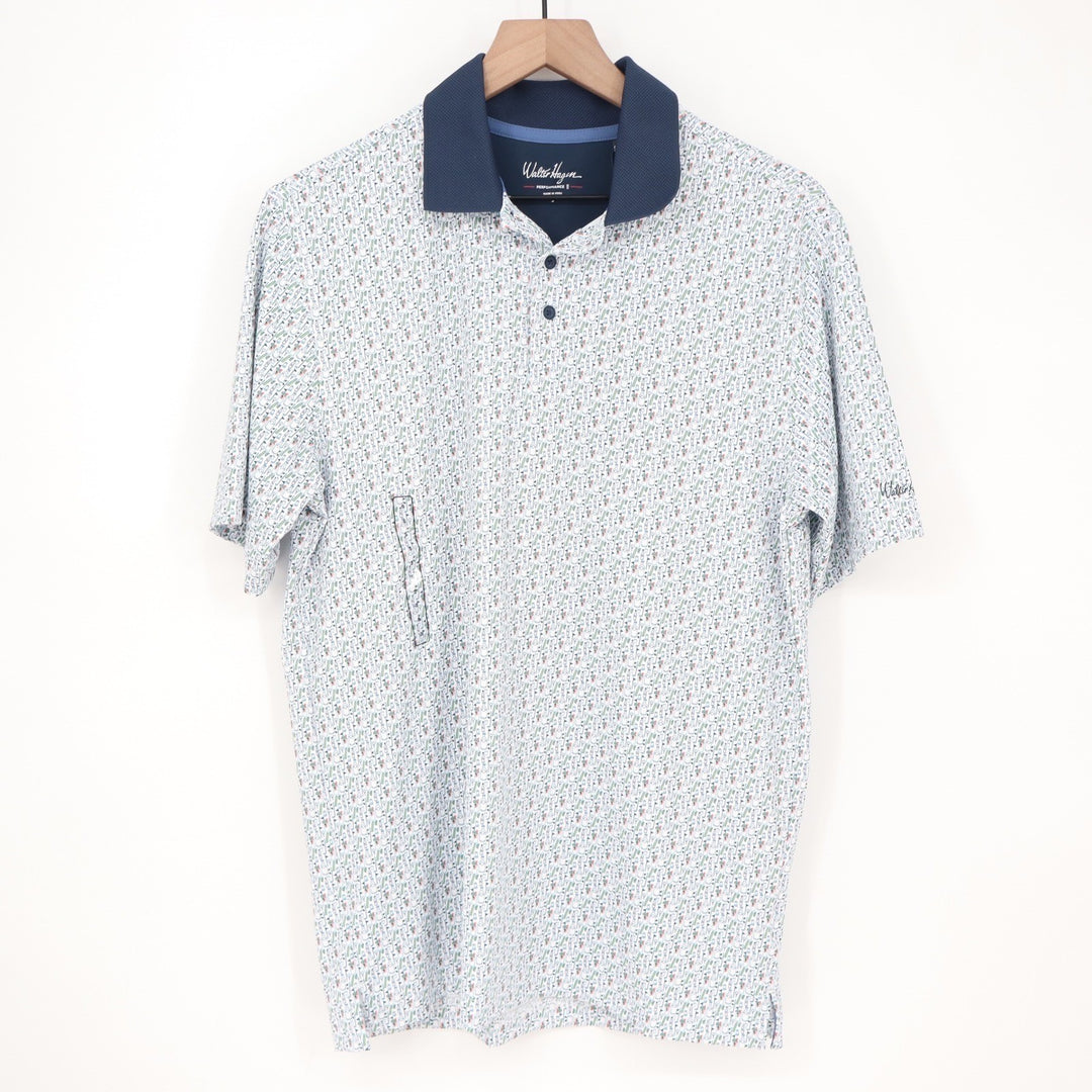 Walter Hagen Mens Performance 11 Bloody Mary Golf Polo Shirt White Navy Small