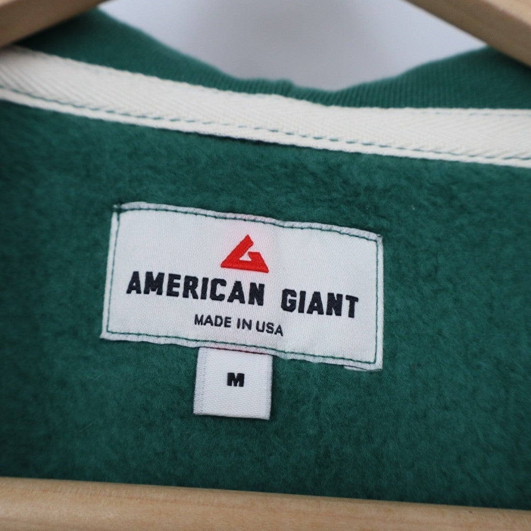 American Giant Midweight Hoodie Womens Medium Green Logo Fleece Lined Full Zip