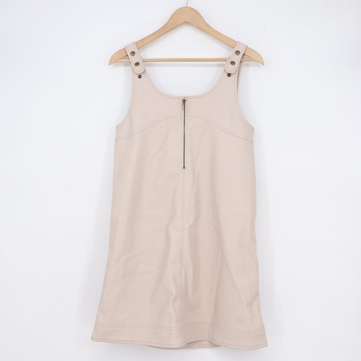 Pilcro Anthropologie Faux Leather Shift Dress Beige Mini Size 2 NWT