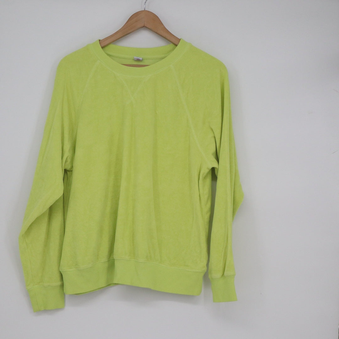 Old Navy Mens Lime Green Terry Cloth Lounge Set Sweatshirt & Shorts Size L