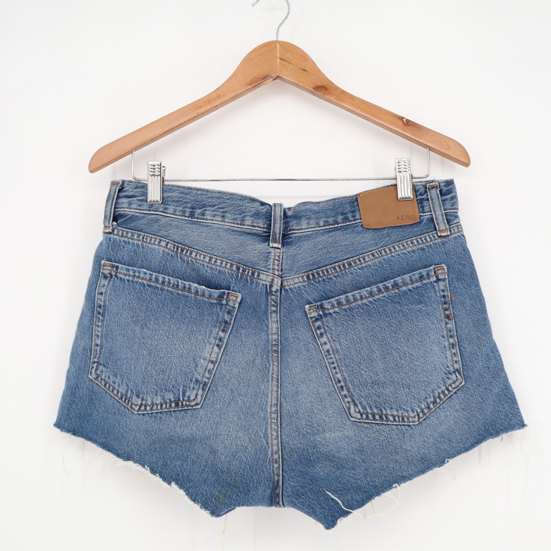 Aeropostale Boyfriend Shorts Blue Distressed Denim Raw Hem Size 6