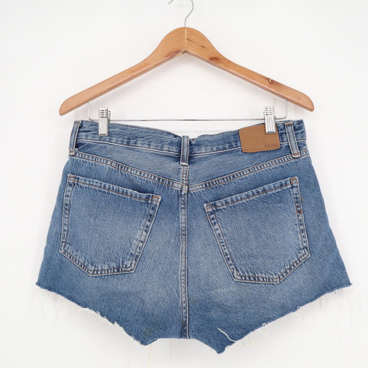 Aeropostale Boyfriend Shorts Blue Distressed Denim Raw Hem Size 6