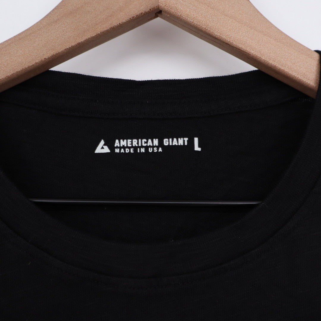 American Giant Classic Black Crew Neck T Shirt Mens Size L Made in USA Cotton