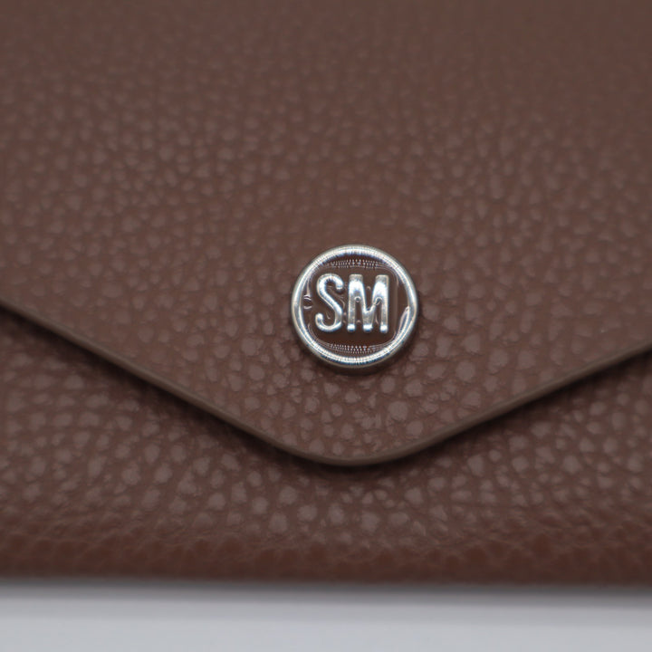 Steve Madden Womens Beige Pebbled Leather Envelope Convertible Wristlet Wallet
