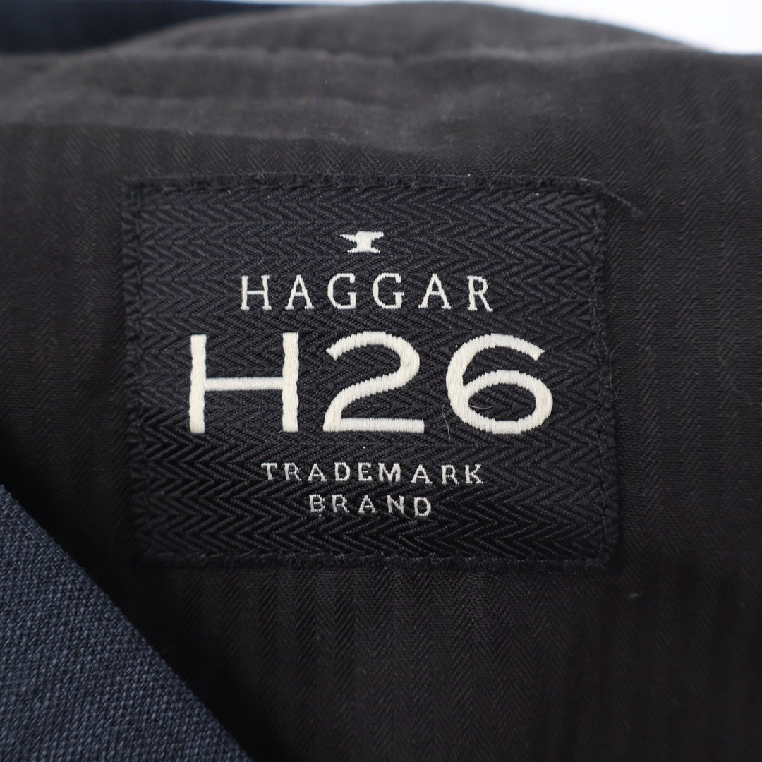 Haggar H26 Mens Dress Pants Blue Textured Straight Leg Trousers 34x34